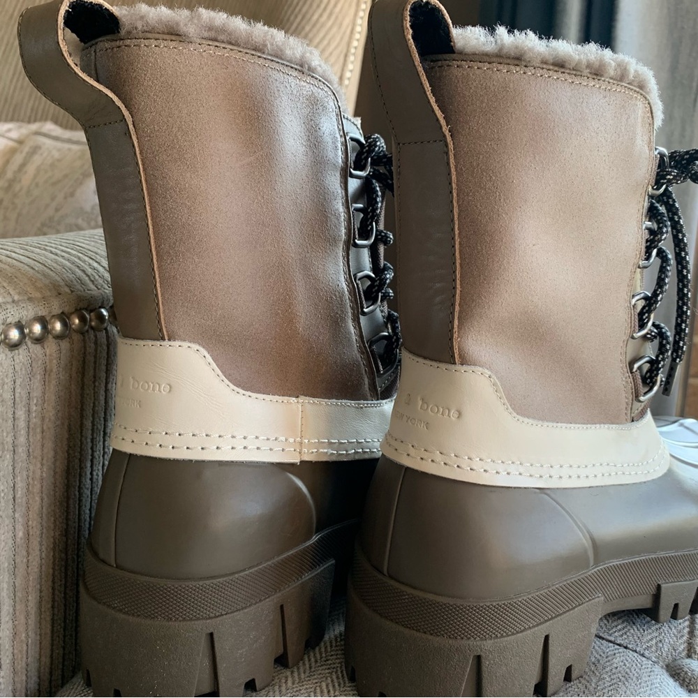 Rag & Bone RB Shearling Winter Rain Snow Boots Size 37 EUR 6.5 US Womens - Picture 13 of 14
